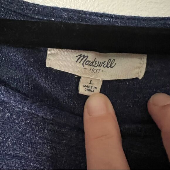 Madewell Blue Heathered Relaxed Fit Top - Size L - Picture 4 of 5